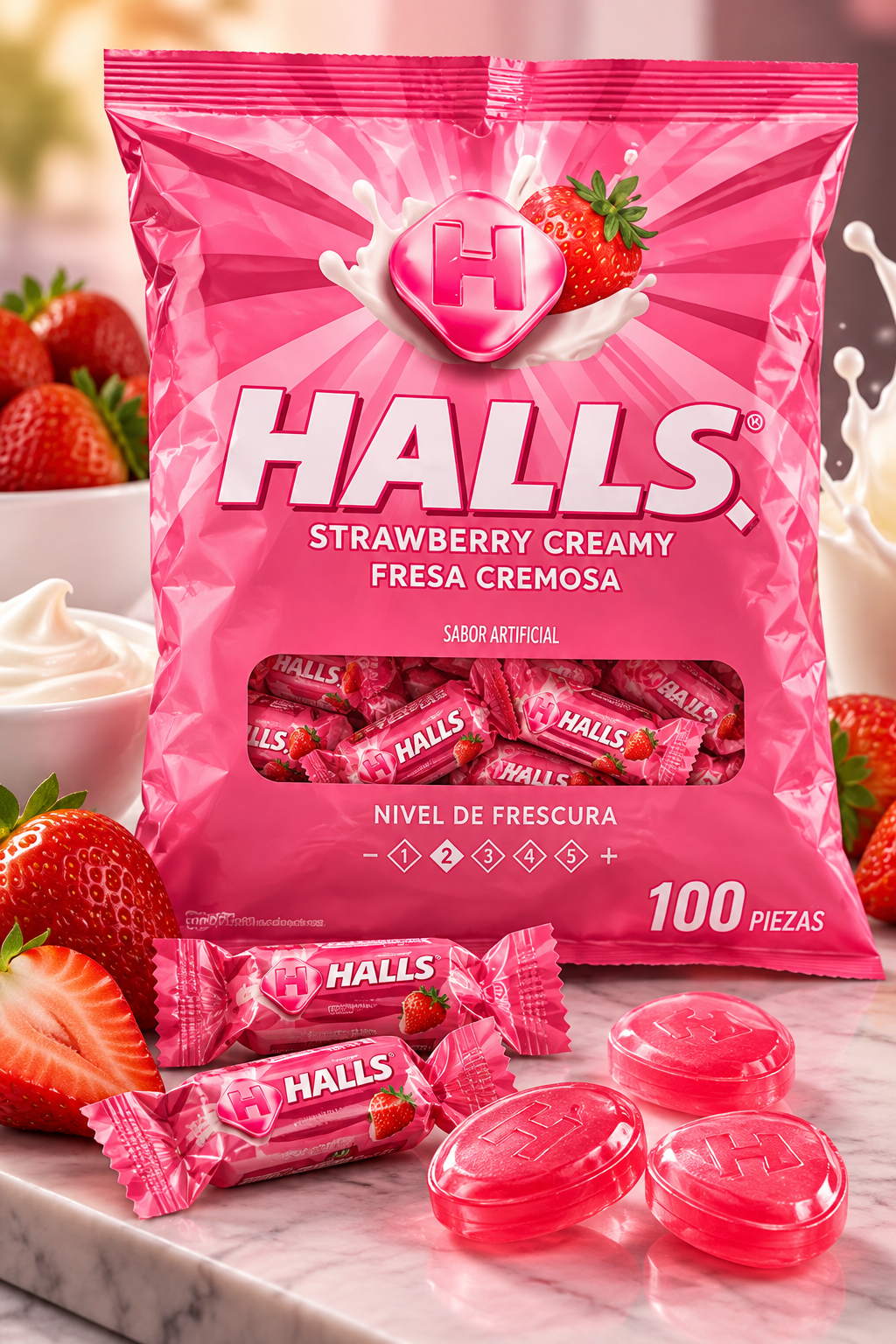 HALLS FRESA CREMOSA 30/10