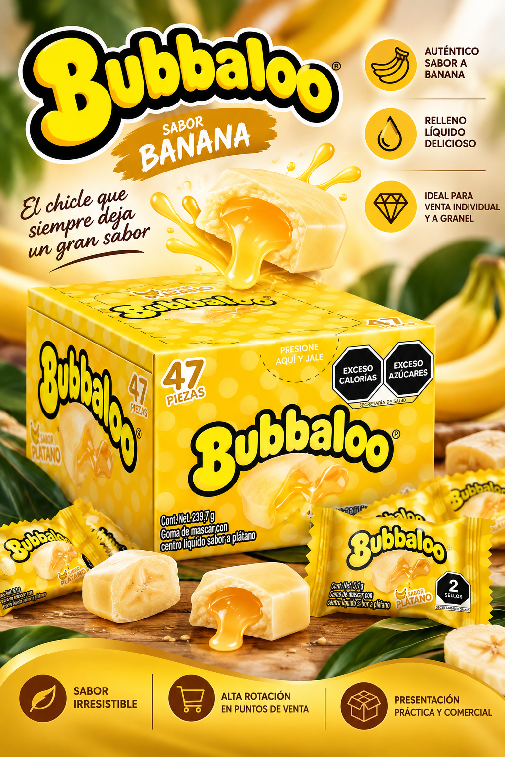CHICLETS BUBBALOO BANANA 32/70