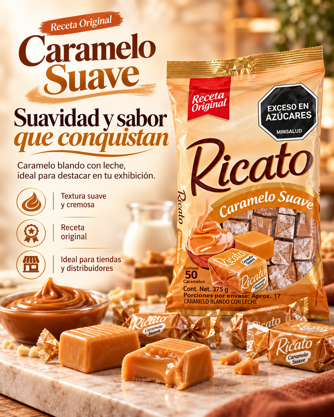 RICATO CARAMELO DURO RELLENO 18/50