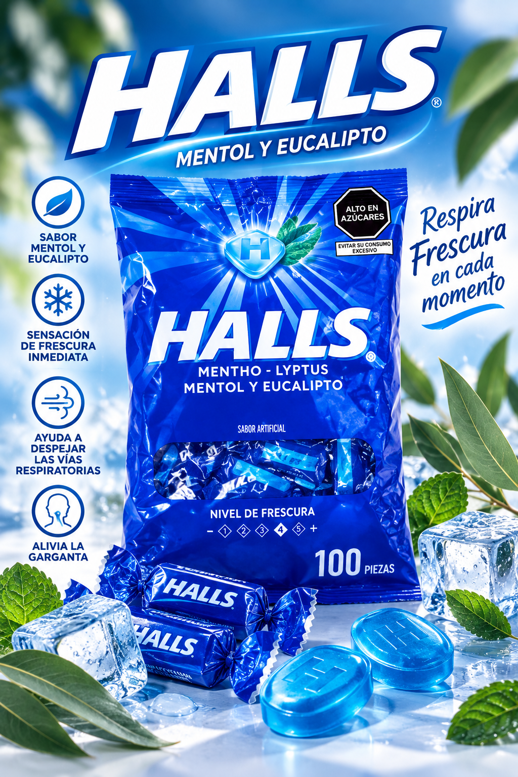 HALLS MENTOL Y LYPTUS 30/100