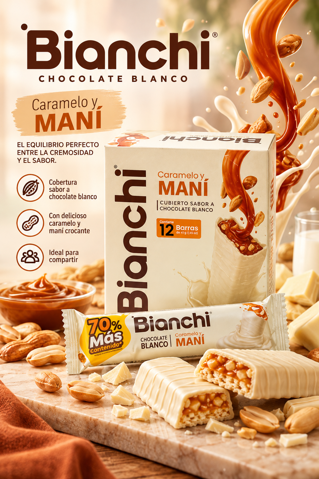 CHOCOLATE BIANCHI EN BARRA 12/12 PAQ.