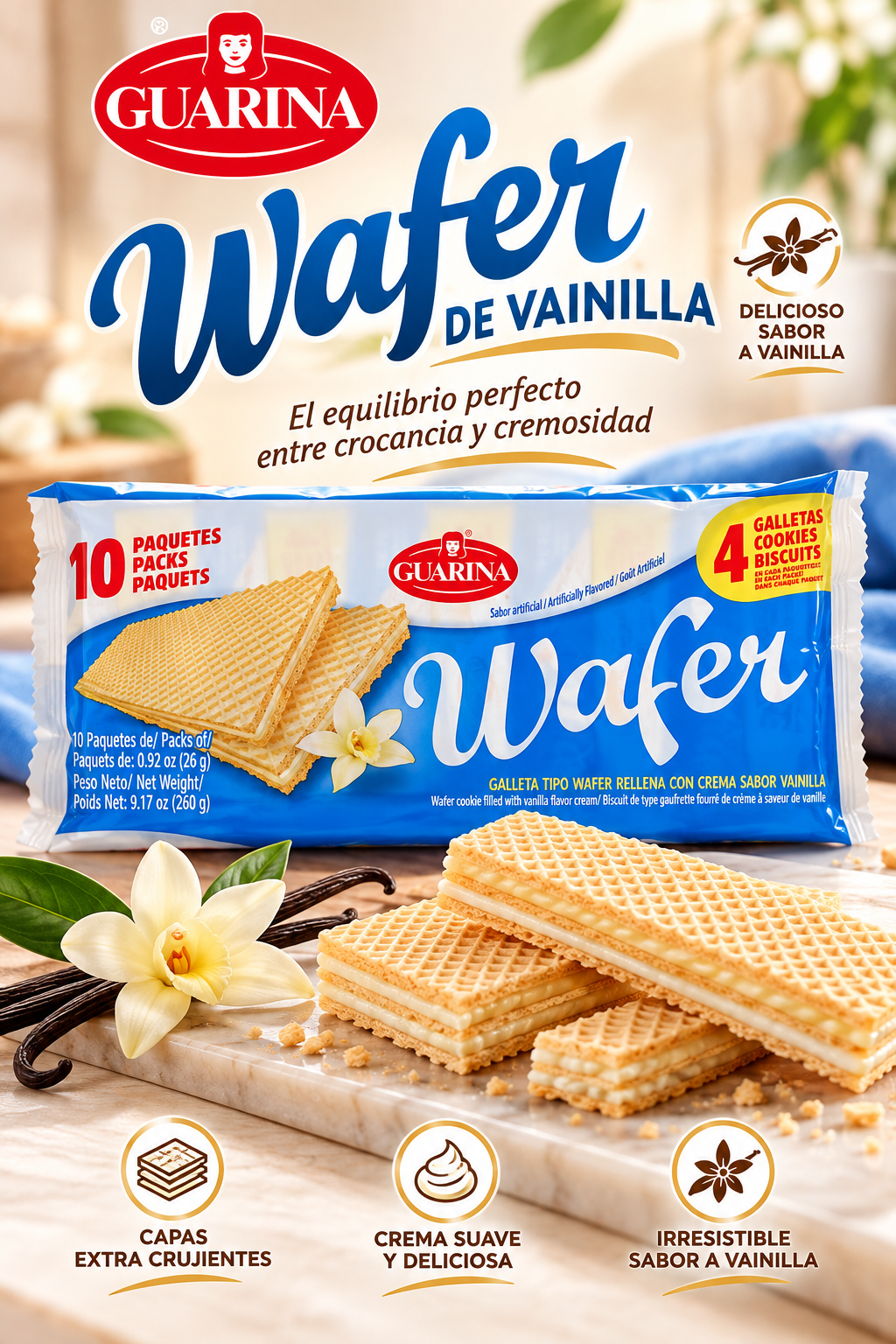 GALLETA WAFER GUARINA VAINILLA 12/10