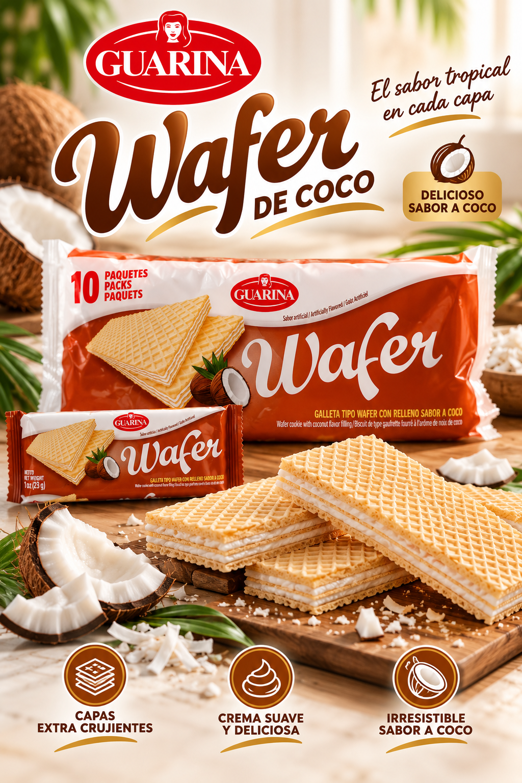 GALLETA WAFER GUARINA COCO 18/10